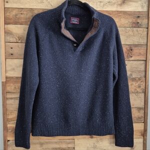UNTUCKit Gordonne Navy Blue Mock Neck Sweater Lambswool Blend Pullover Mens L